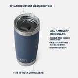 YETI RAMBLER 20OZ TUMBLER W/MAGESLIDER LID - SEAVIEW