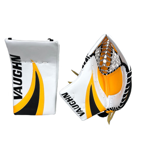 VAUGHN V10 PRO CARBON DOUBLE SWIRL JH SPEC SENIOR GOALIE CATCHER & BLOCKER SET