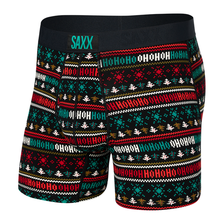 SAXX ULTRA BOXER BRIEF - HOLIDAY SWEATER - BLACK