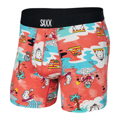 SAXX ULTRA BOXER BRIEF - SNOWY DAYS - HOT CORAL