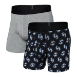 SAXX DROP TEMP BOXER BRIEF FLY 2PK - ANGLER WRANGER/ DARK GREY HEATHER