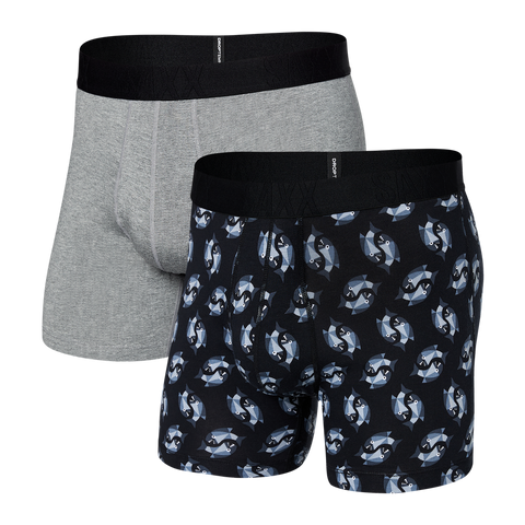 SAXX DROP TEMP BOXER BRIEF FLY 2PK - ANGLER WRANGER/ DARK GREY HEATHER