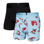 SAXX DROP TEMP BOXER BRIEF FLY 2PK - SURF'S UP/BLACK