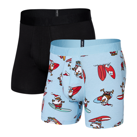 SAXX DROP TEMP BOXER BRIEF FLY 2PK - SURF'S UP/BLACK