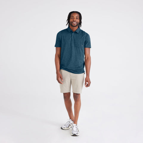 SAXX DROPTEMP ALL DAY COOLING POLO - STORM HEATHER