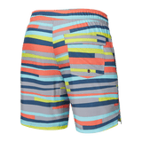 SAXX OH BUOY 2N1 VOLLEY 7" SWIM SHORT - IMPROV STRIPE-ALLOY MULTI