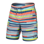 SAXX OH BUOY 2N1 VOLLEY 7" SWIM SHORT - IMPROV STRIPE-ALLOY MULTI