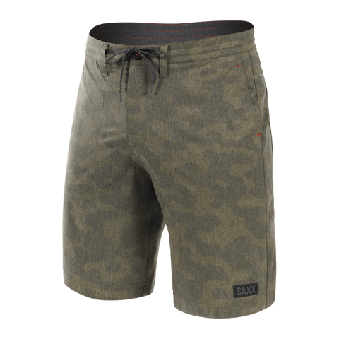 SAXX LAND TO SAND 2N1 SHORT - QUICKSAND CAMO-GREEN HEATHER
