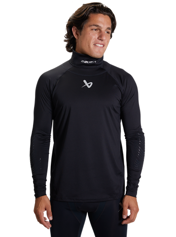 BAUER S22 L/SL SENIOR NECKGUARD COMPRESSION SHIRT