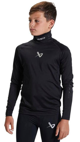 BAUER S22 L/SL YOUTH NECKGUARD COMPRESSION SHIRT