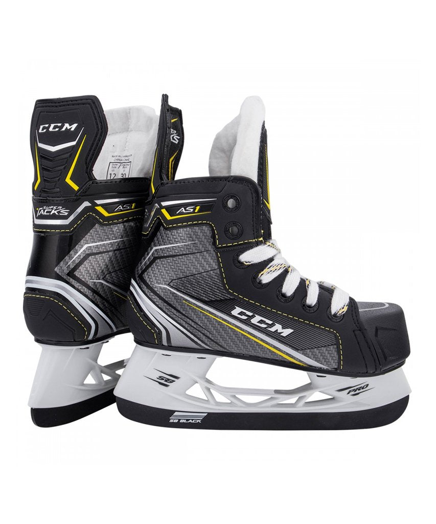 thumbnail image 2 of CCM Super Tacks AS1 Senior Ice Hockey Skates – Black, Carbon Fiber, New In Box 2 of 6