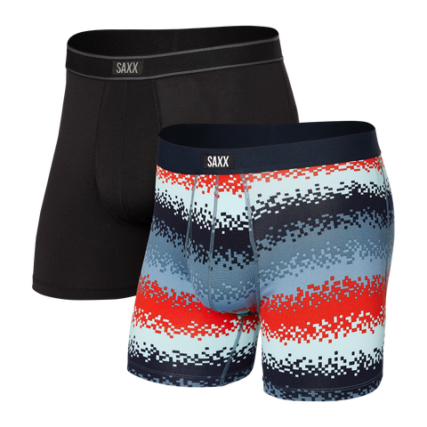 SAXX DAYTRIPPER 2PK TECH REC STRIP/BLACK BOXER BRIEF FLY