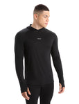 ICEBREAKER HOMME COOL-LITE L/SL HOODIE - NOIR