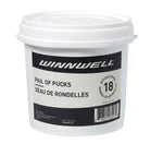 WINNWELL PAIL OF 18 ICE HOCKEY PUCKS