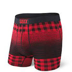 SAXX ULTRA HEATHER PLAID RED BOXER BRIEF