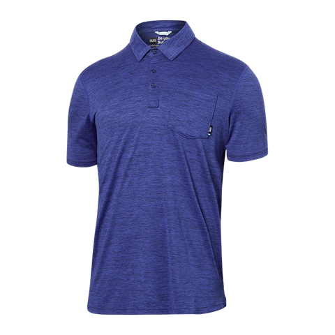 SAXX DROPTEMP ALL DAY COOLING POLO - SPORT BLUE HEATHER