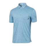SAXX DROPTEMP ALL DAY COOLING POLO - WASHED BLUE HEATHER