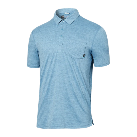 SAXX DROPTEMP ALL DAY COOLING POLO - WASHED BLUE HEATHER