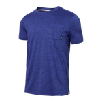 SAXX DROPTEMP ALL DAY COOLING S/SL POCKET TEE - SPORT BLUE HEATHER