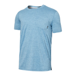 SAXX DROPTEMP ALL DAY COOLING S/SL POCKET TEE - WASHED BLUE HEATHER